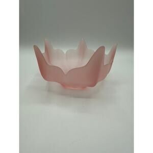 Vintage Viking Epic Stockholm Pink Frosted Satin Bowl Lotus Flower 1969 USA Made